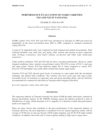 Performance evaluation of SASRI varieties N19 and N25 in ... - sasta