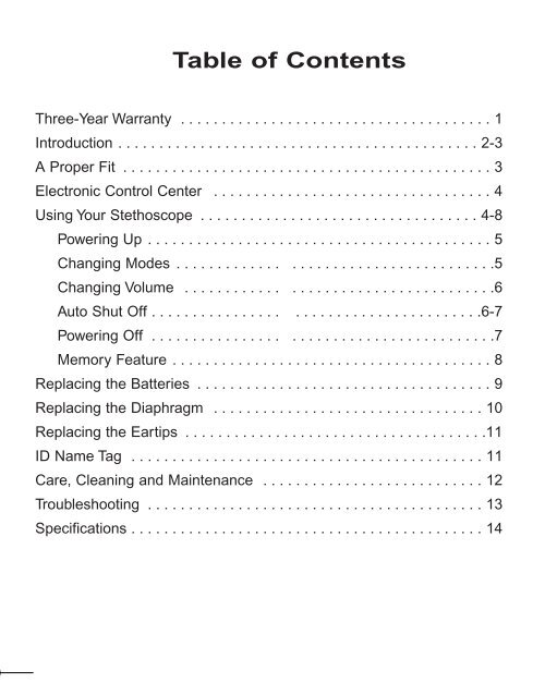 Signature Series Electronic Stethoscope User Manual ActiveForever