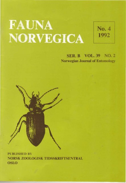 A check list of Norwegian Tipulidae (Diptera) - Norsk entomologisk ...