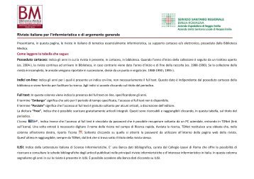 Elenco Riviste italiane di infermieristica - Biblioteca Medica