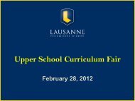 Upper School Curriculum Fair - Lausanne Collegiate School