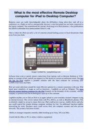 What Is the most effective Remote Desktop computer for iPad to Desktop Computer?
