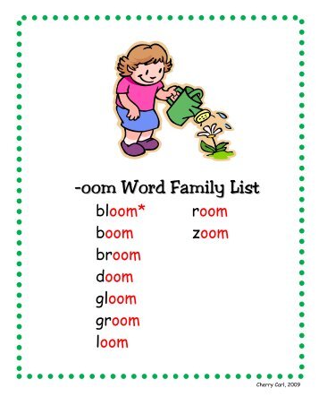 -oom Word Family List - Little Book Lane