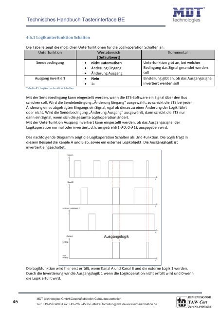 Technisches Handbuch MDT Tasterinterface