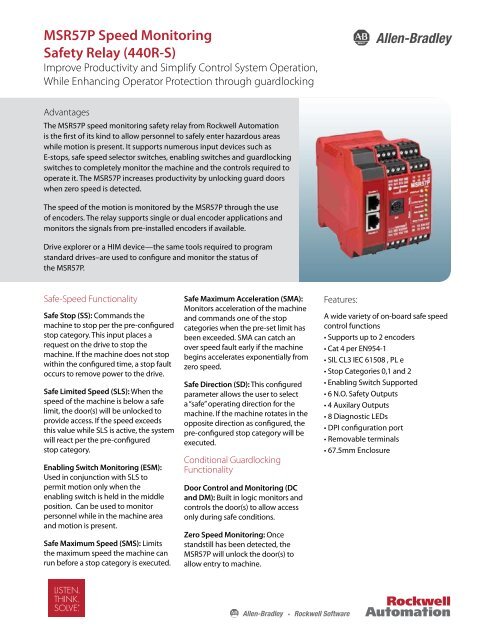 MSR57P Speed Monitoring Safety Relay (440R-S)