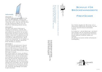 Flyer Freifächer 10_11 - Schule für Brückenangebote