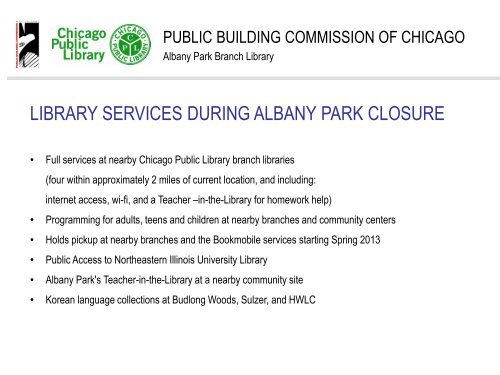 Albany Park Branch Library - the Public Building Commission of ...