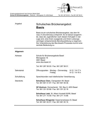 Basis - Schule für Brückenangebote