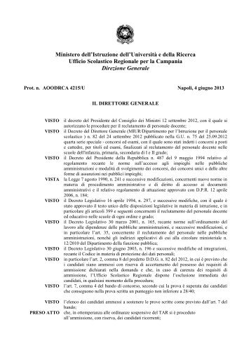 (D.D.G. prot. n. 4215 del 04 giugno 2013). - Ufficio scolastico ...