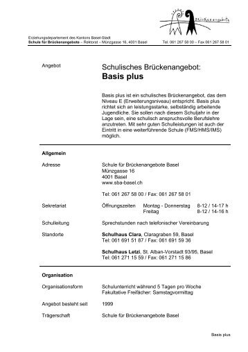 Basis plus - Schule für Brückenangebote