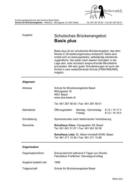 Basis plus - Schule für Brückenangebote