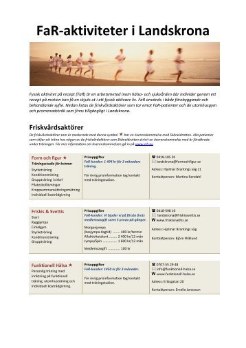 Aktiviteter som erbjuds i Landskrona