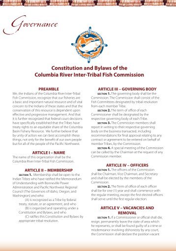 Constitution and Bylaws of the Columbia River Inter-Tribal ... - CRITFC