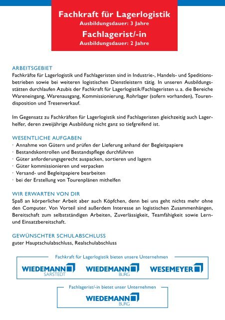 Ausbildung bei der WIEDEMANN-Gruppe