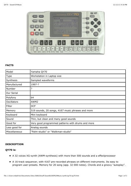 Yamaha QY70 - Sound Of Music