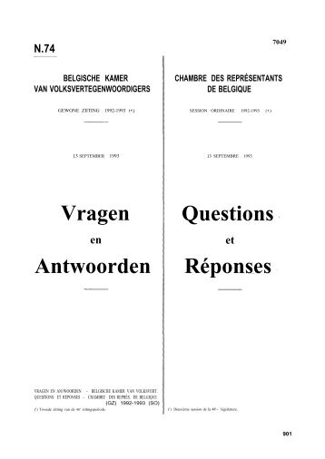 Vragen Antwoorden Questions RÃ©ponses - de Kamer