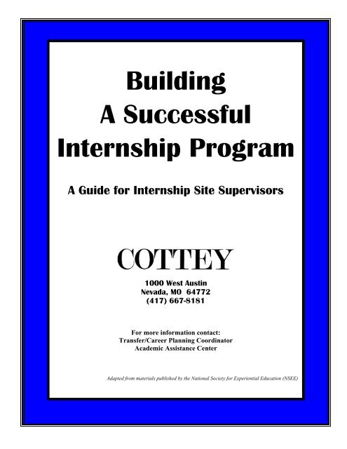 Internship Site Supervisor Guide - Cottey College