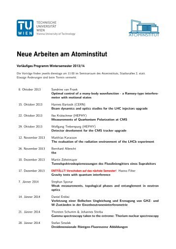 Archiv Ã¤lterer Seminarprogramme - Atominstitut