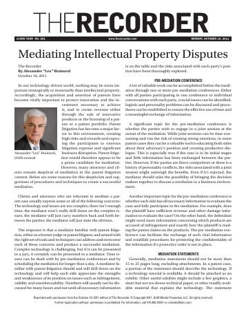 Mediating Intellectual Property Disputes - Jams