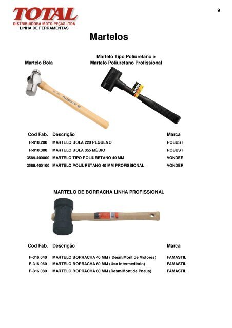 LINHA DE FERRAMENTAS - Total Moto