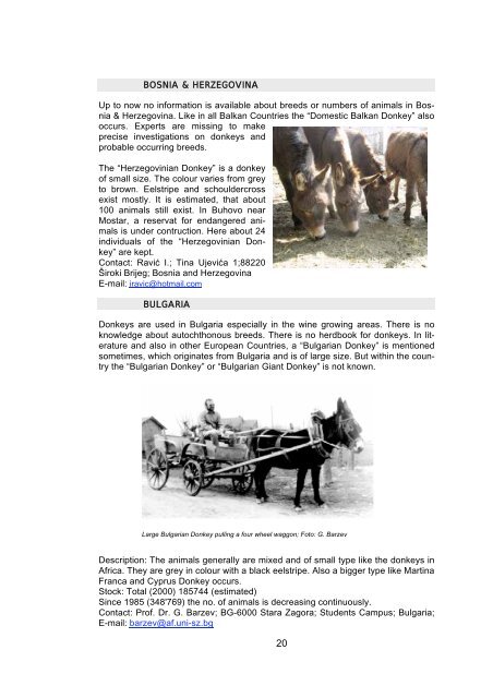 Donkey Breeds in Europe - Safeguard for Agricultural Varieties in ...