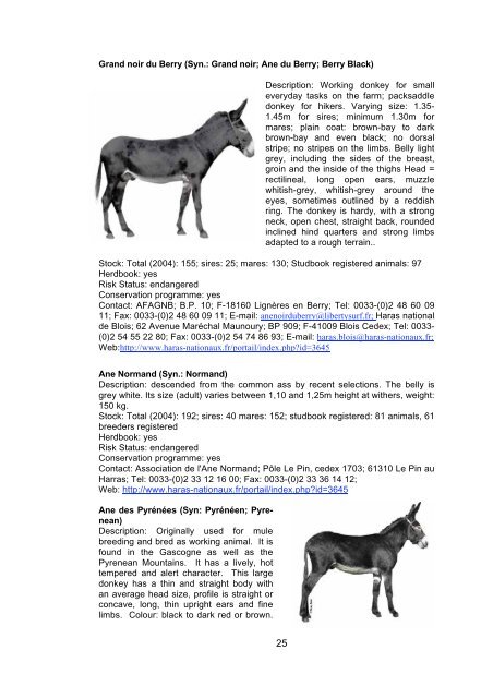 Donkey Breeds in Europe - Safeguard for Agricultural Varieties in ...