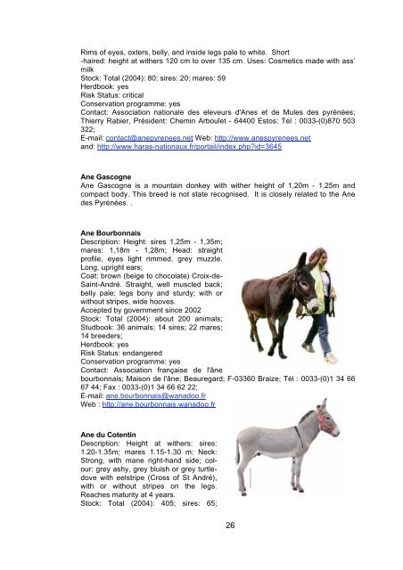 Donkey Breeds in Europe - Safeguard for Agricultural Varieties in ...