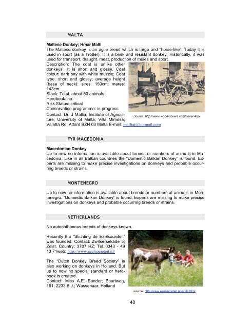 Donkey Breeds in Europe - Safeguard for Agricultural Varieties in ...