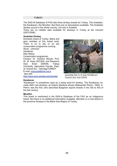 Donkey Breeds in Europe - Safeguard for Agricultural Varieties in ...