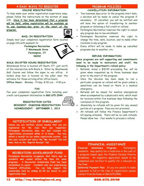 Recreation Program Guide - Town of Farmington