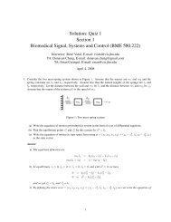 Solution: Quiz 1 Section 1 Biomedical Signal, Systems and Control ...