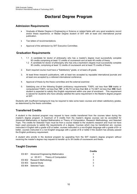 2006 Graduate Catalog and 2005 Annual R & D Report - Sirindhorn ...