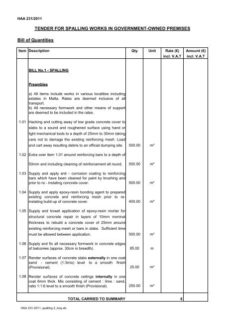 Haa 231 2011 Spalling 2 Boq Malta Housing Authority