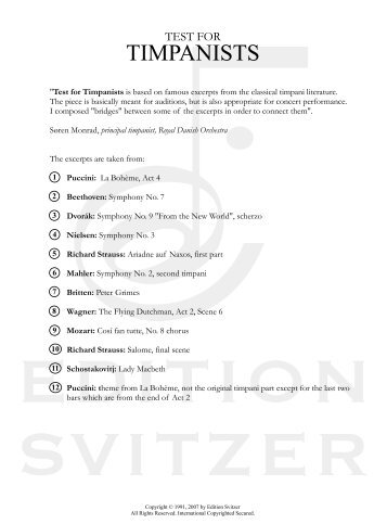 TEST FOR TIMPANISTS - 60 - 7 pro... - Edition Svitzer