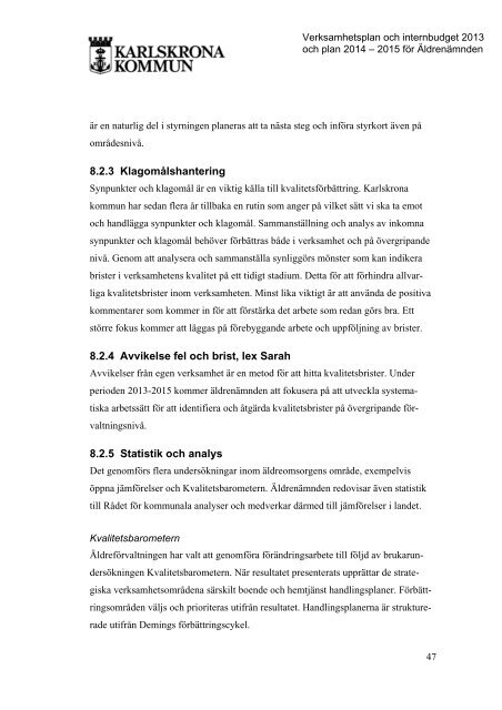 ÃF internbudget 2013 - Karlskrona kommun