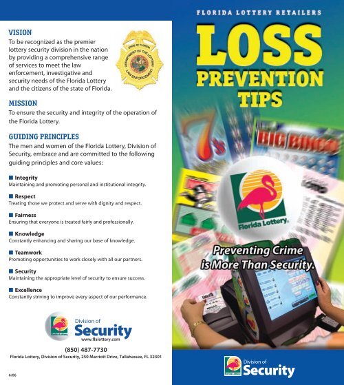 Retailers Loss Prevention Tips Brochure - The Florida Lottery