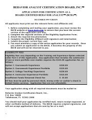 application for certification as a board certified behavior analyst