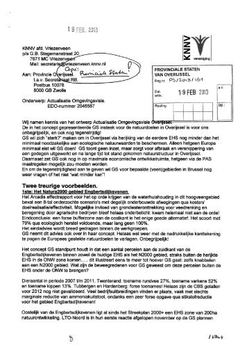 KNNV afdeling Vriezenveen afschrift brief aan GS inzake ...