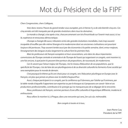 2e congrès européen de la FIPF - Fédération Internationale des ...