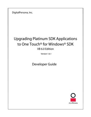 Platinum SDK to One Touch for Windows SDK VB 6.0 - DigitalPersona