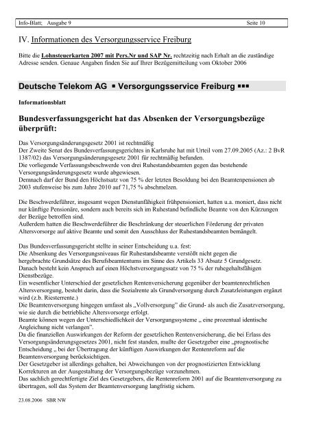 Ausgabe 9 2007 - SBR-Telekom-Neustadt