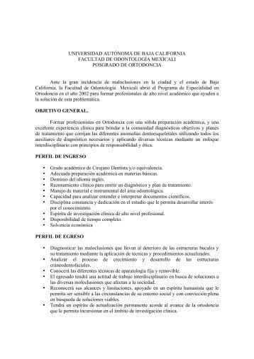 Especialidad en Ortodoncia - Universidad AutÃ³noma de Baja ...