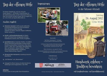 Tag der offenen Höfe Tag der offenen Höfe - der Stadt Teltow