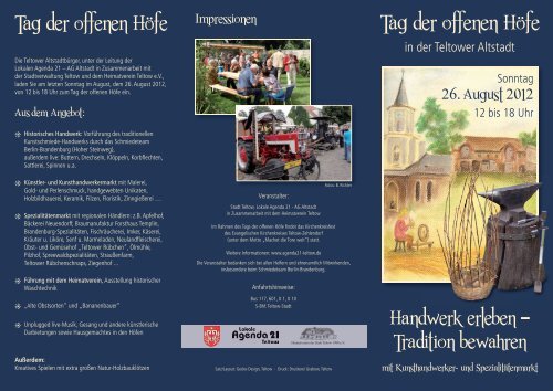 Tag der offenen Höfe Tag der offenen Höfe - der Stadt Teltow