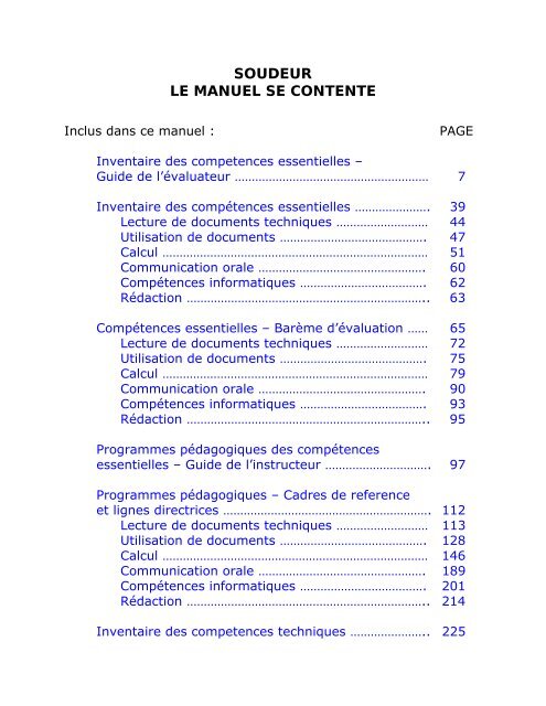 Manuel des compétences essentielles : Soudeur - Base de données ...