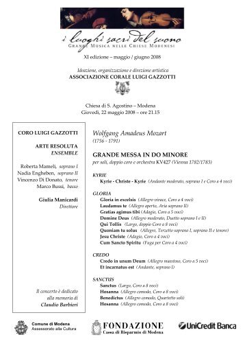 Programma Sala - Gazzotti - Coro Luigi Gazzotti