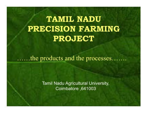 Precision Farming - TNAU Agritech Portal - Tamil Nadu Agricultural ...