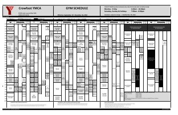 GYM SCHEDULE Crowfoot YMCA - YMCA Calgary