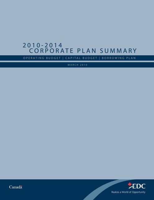 2010-2014 Corporate Plan Summary - EDC