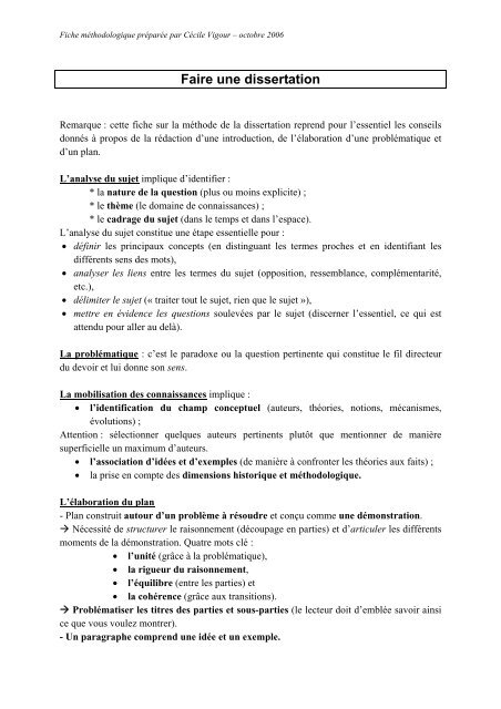 comment faire une dissertation avec un plan analytique